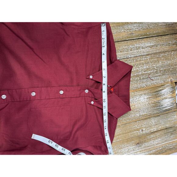 Vintage 1970s Sears Kings Road Button Down Dress Shirt Burgundy Mens M - Picture 5 of 8